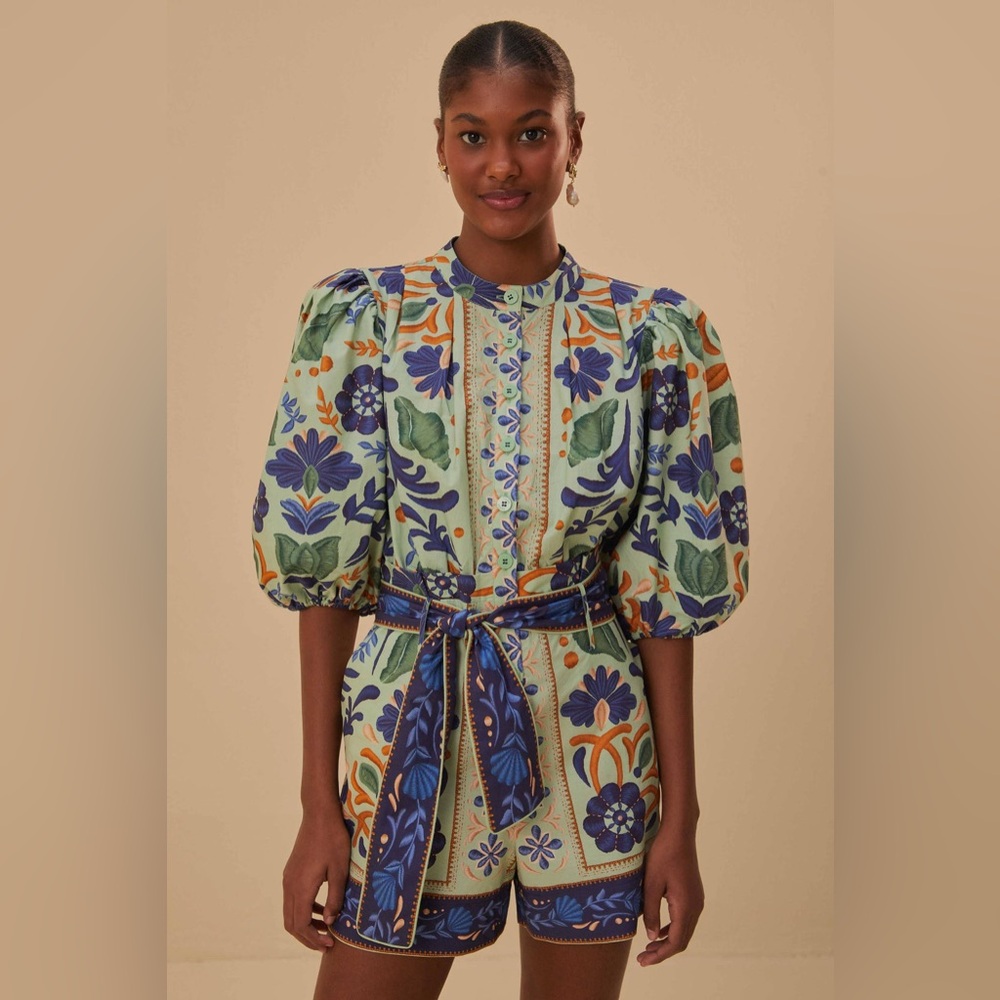 FARM Rio Ocean Tapestry Green Romper - Picture 8 of 14